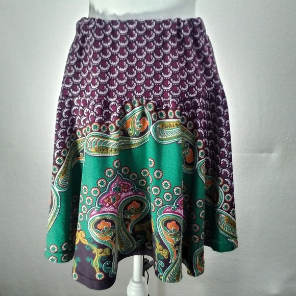 Funky People Purple Green Flare Circle Mini Skirt - Picture 4 of 8